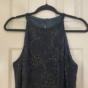 next Navy Beaded Trim Maxi Dress Sz 8